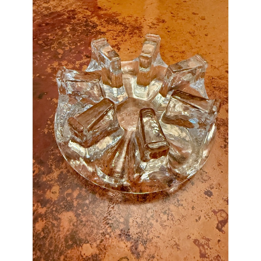 Chantal Glass Trivet Candle Holder  6in Clear Excellent Brutalist Ice Glass